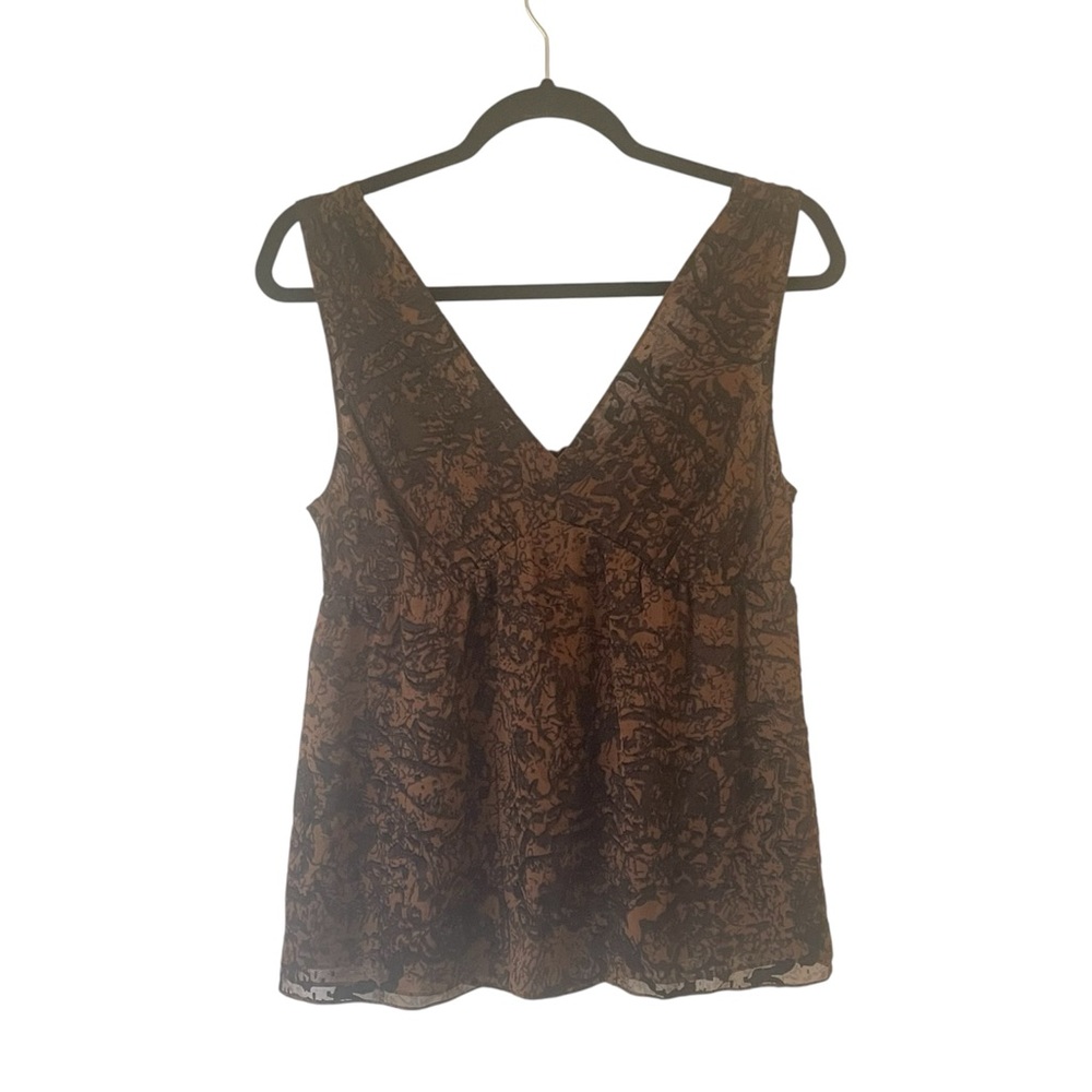 The Limited burnout silk blend brown & black baby doll blouse size medium